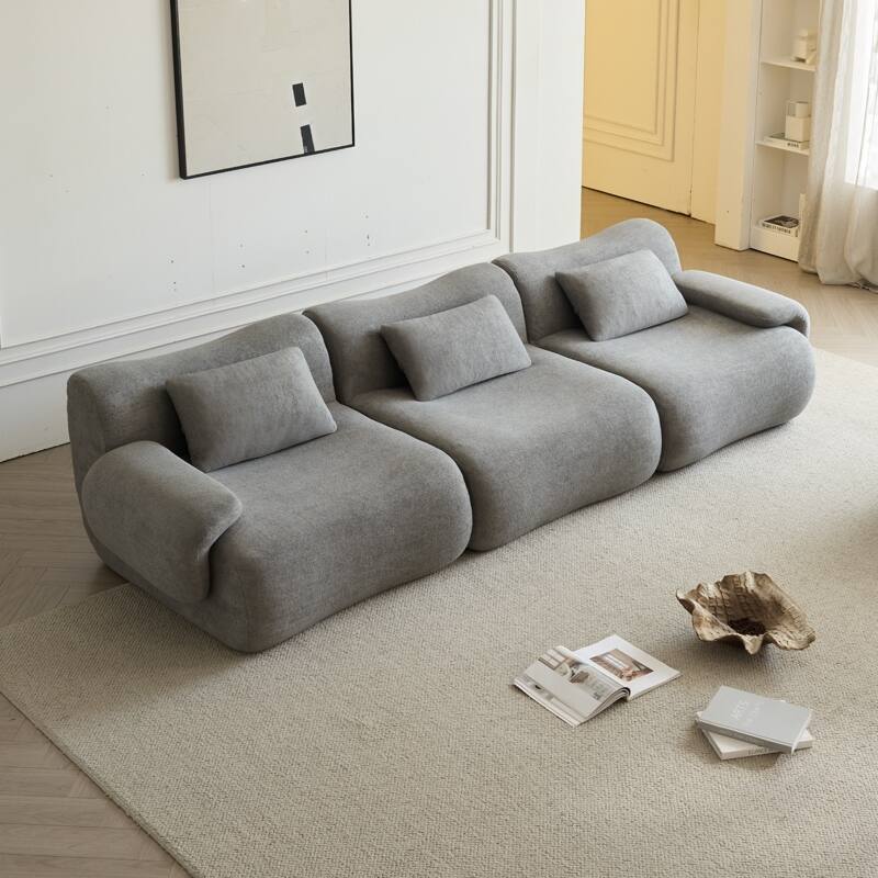 Modular Sectional Sofa, Compressed Sectional Sofa Modern Minimalist Style Couch, Bedroom, Comfy Compressed Sofa Couch - Light Gray