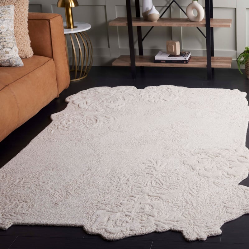SAFAVIEH Handmade Mykonos Þorbjorg Modern Wool Rug - 6' Square - Ivory