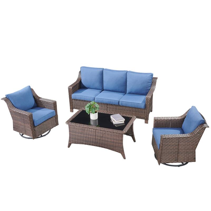 Pocassy Outside Sofa with Swivel Chair Set