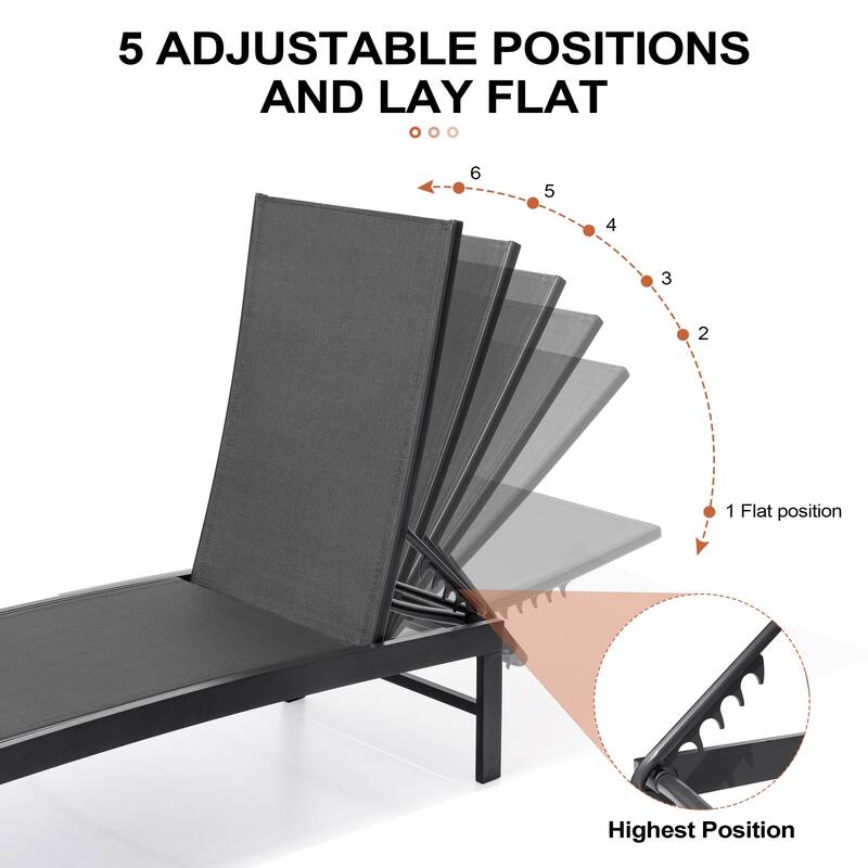 Crestlive Products Outdoor Patio Adjustable Chaise Lounge Chairs