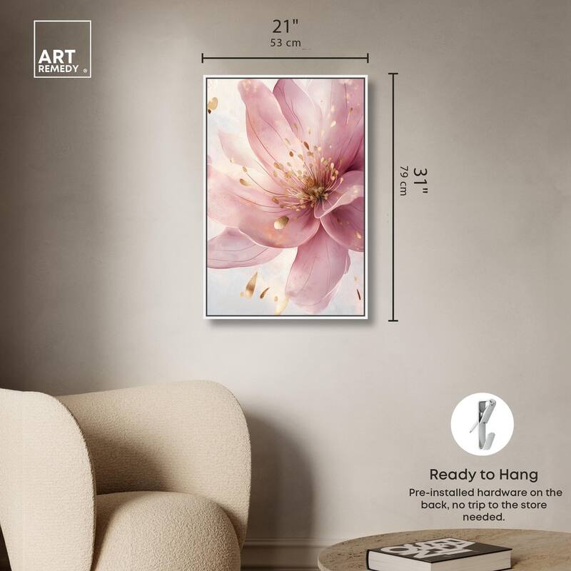 Pink and Gold Bloom Canvas by Art Remedy