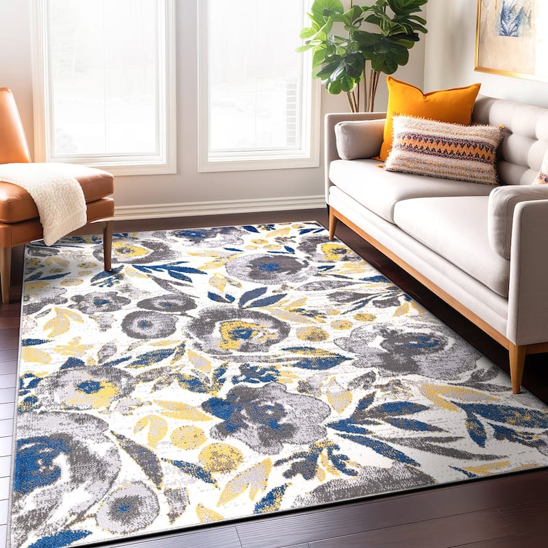 World Rug Gallery Vintage Modern Floral Area Rug - 7'10"x10' - Rectangle