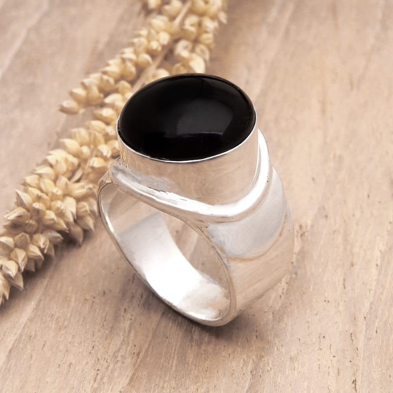 Novica Handmade Dark Gala Sterling Silver Cocktail Ring