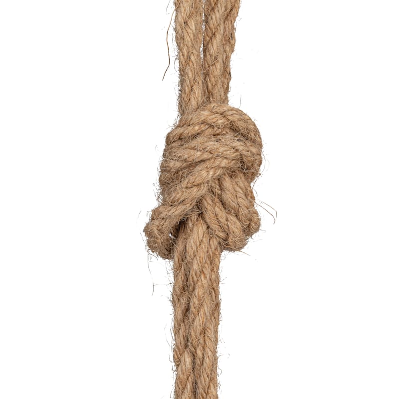 Hanging Stoneware Planter with Jute Rope Hanger and Distressed Finish