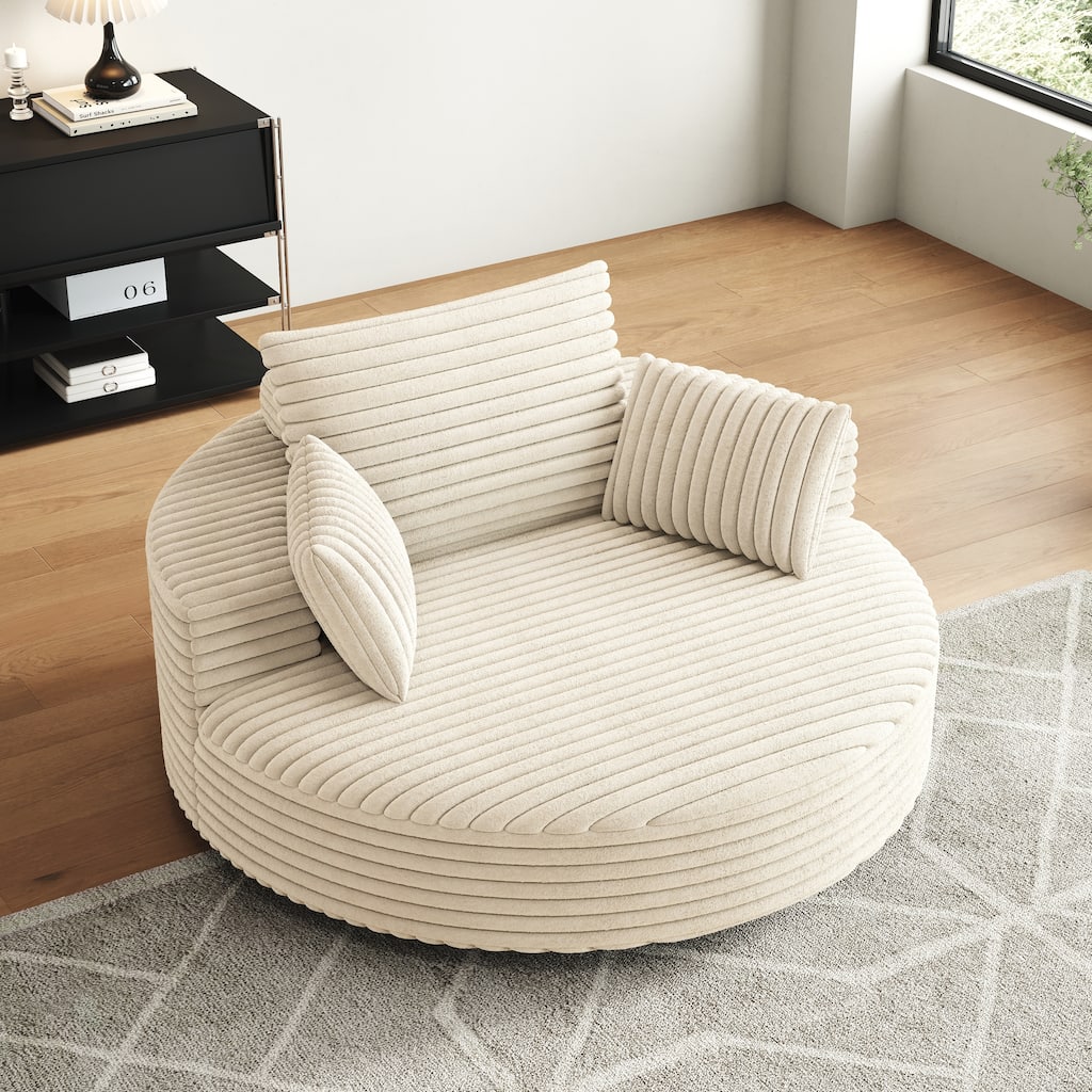 Corduroy Chenille Foam Single Swivel Chair