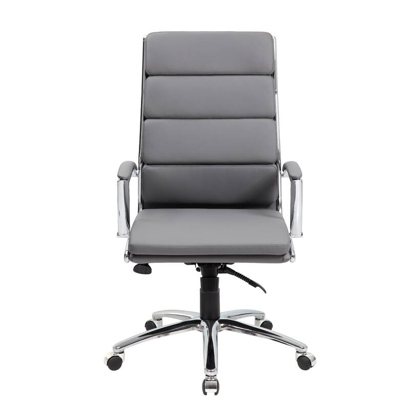 Dave Tall Executive Swivel Armchair, Chrome Finish, Gray Vinyl