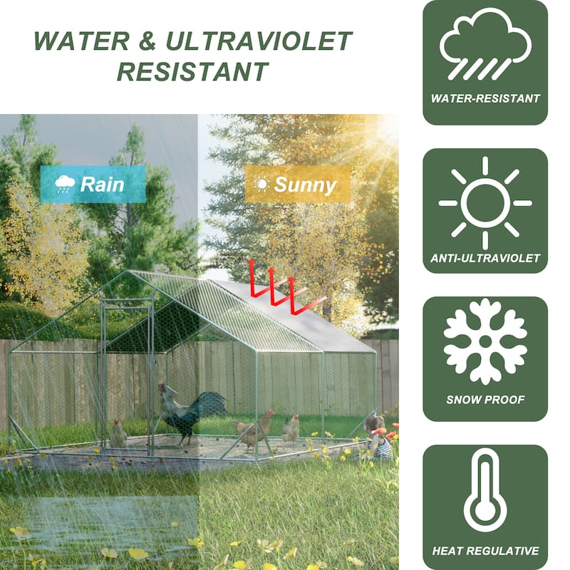 GDFStudio - Anderson Galvanized Walk in Chicken Coop Heavy Duty Wire