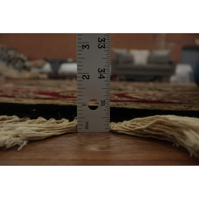 Hand Knotted Oriental 100% Wool Carpet Traditional Floral Black Agra Area Rug - 6' 2'' X 6' 3''