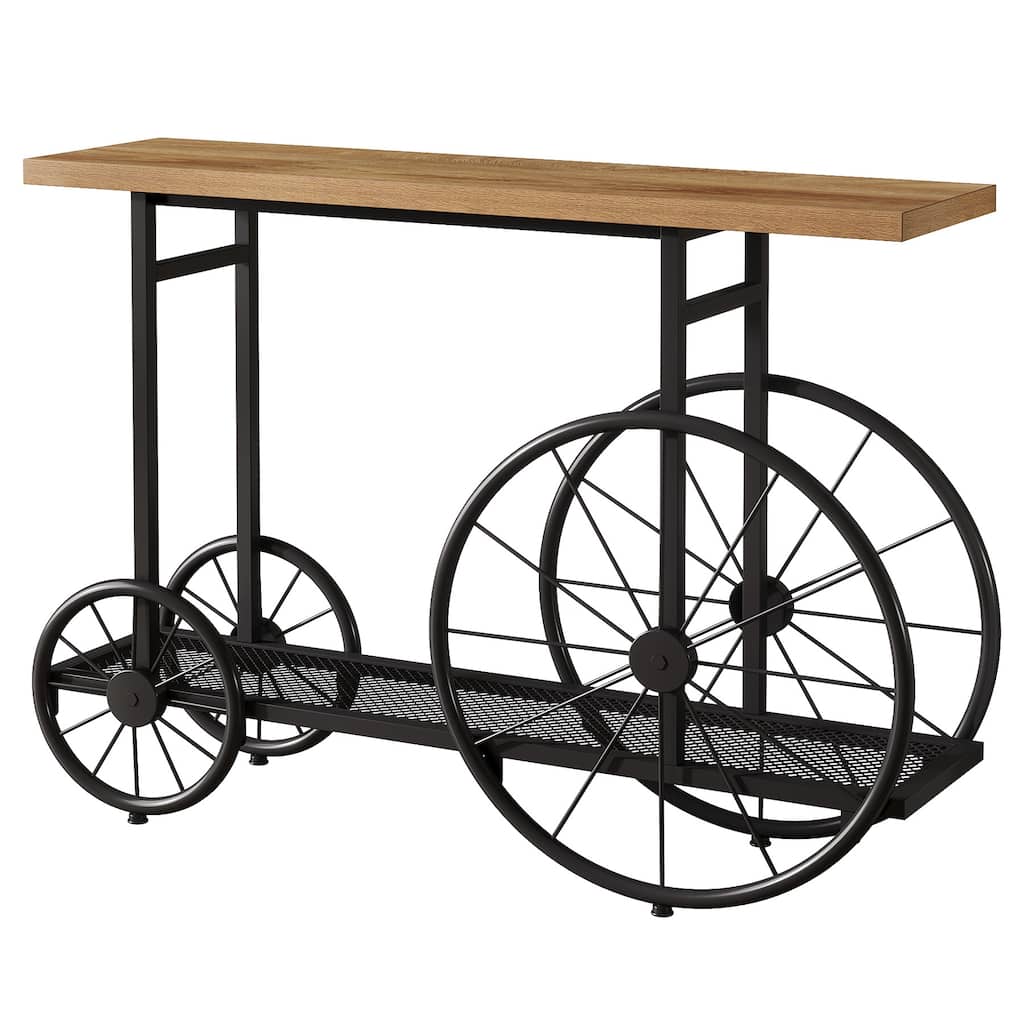 Industrial 47" Entryway Console Table with Shopping Cart Base