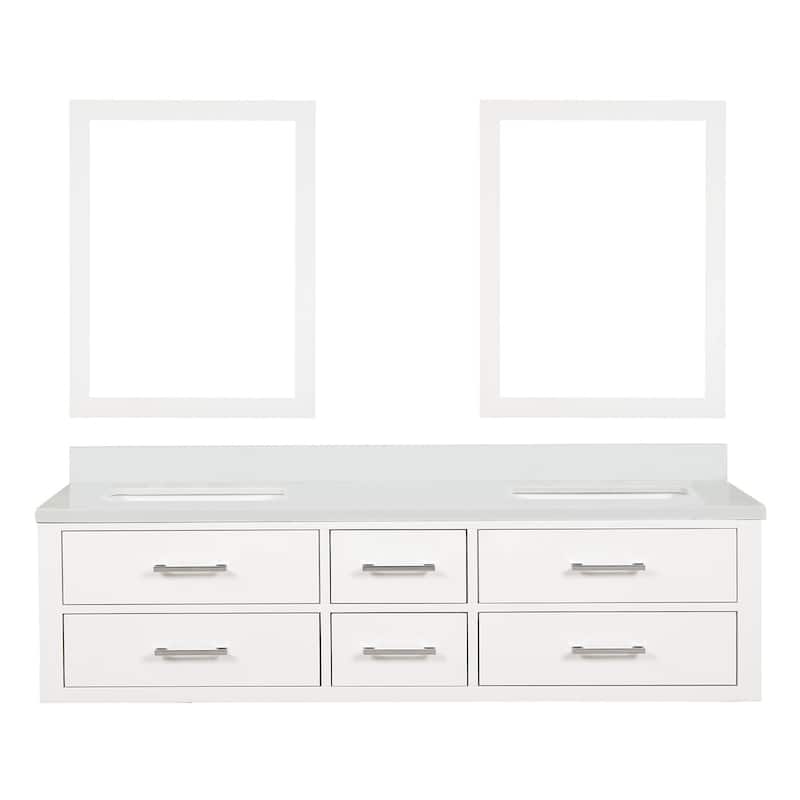 Castor 60 in W x 22 in D Black Double Bath Vanity, Cultured Marble Top, and 28 in Mirrors