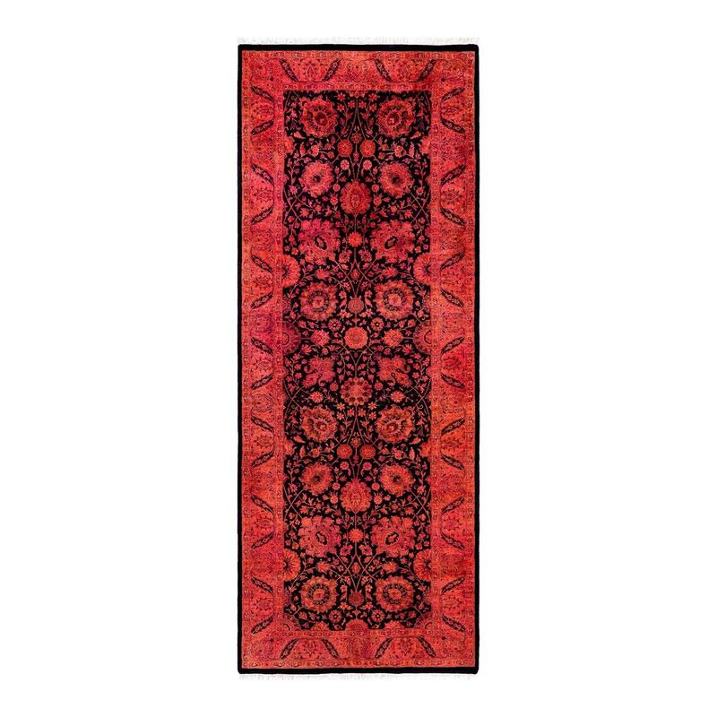 Contemporary Overdyed Wool Hand Knotted Runner - 3' 1" x 8' 3"