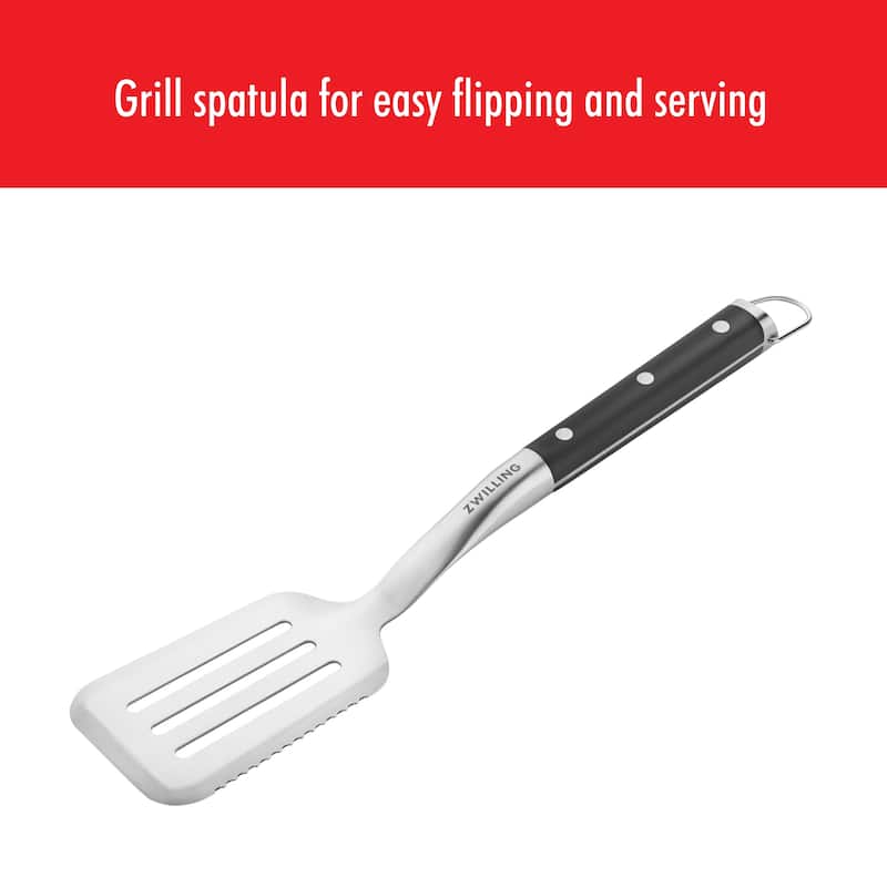 ZWILLING BBQ+ 17-inch Triple-Rivet Stainless Steel Grill Spatula with Serrated Edge - 1 unit