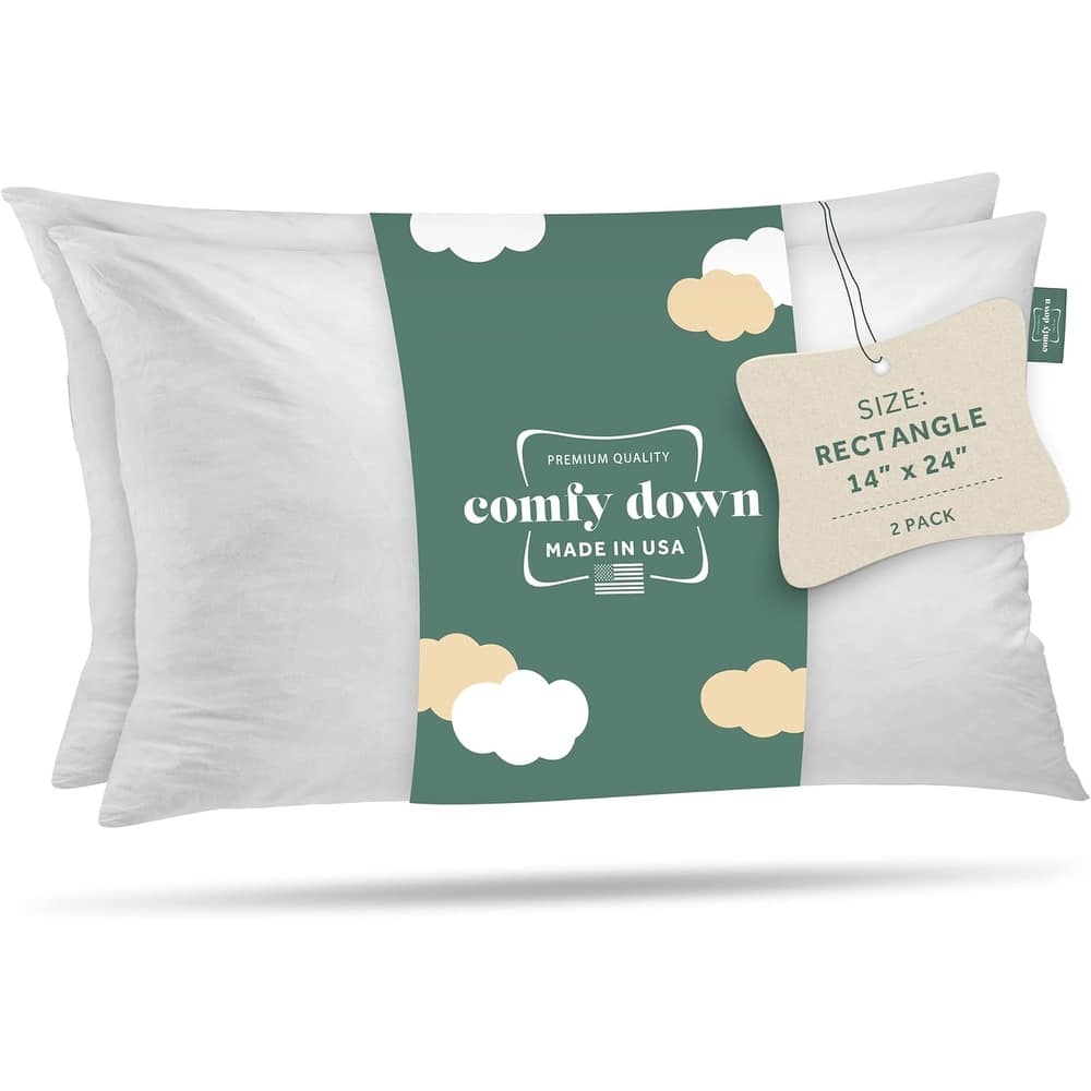 Decorative Throw Pillow Insert, Down and Feathers Fill, 100% Cotton Cover 233 Thread Count,Set of 2) - white