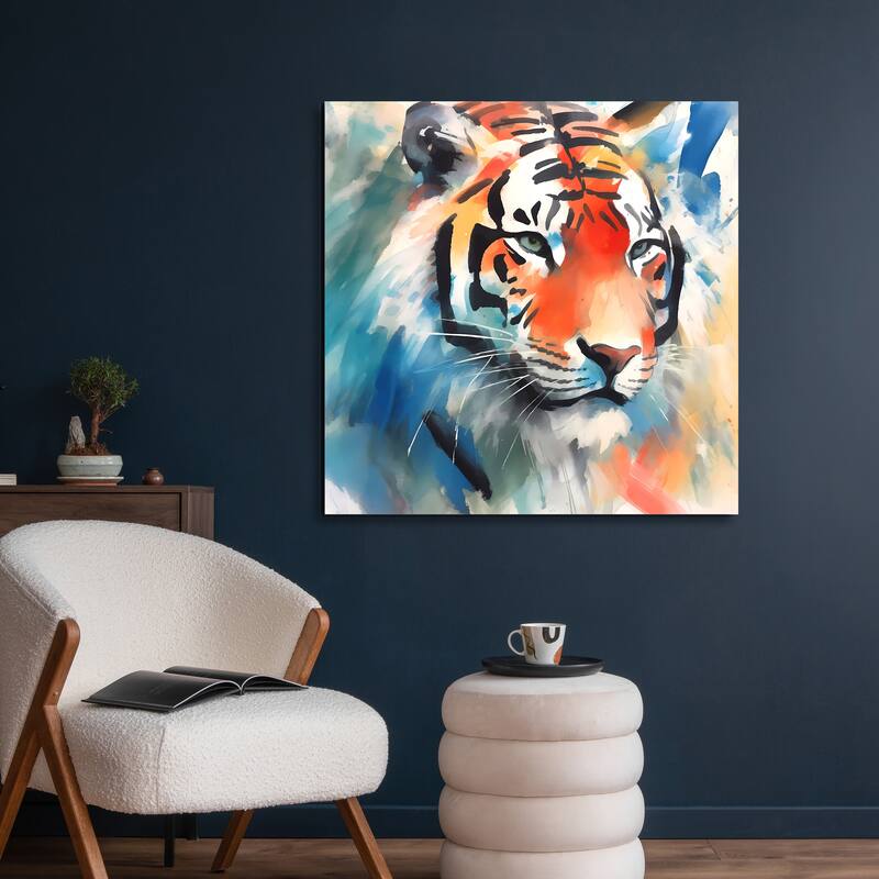 Empire Art Direct Regal Strength II Tiger Printed Tempered Glass Wall Art - Multi-Color