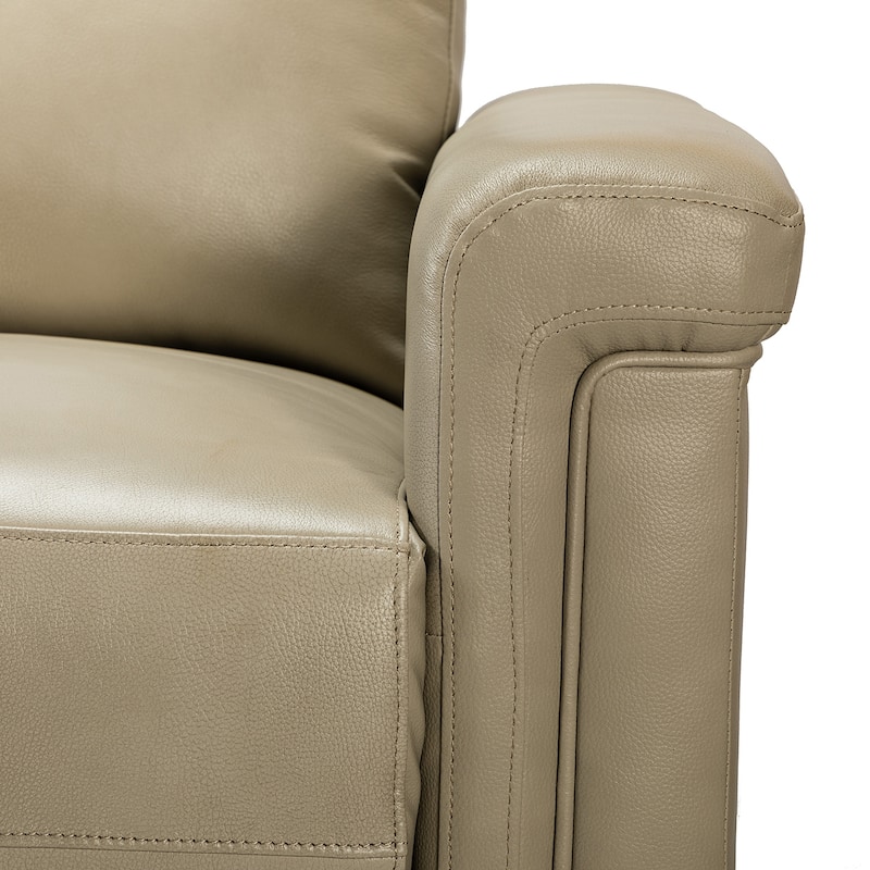 Alicia 34.65" Wide Contemporary Classic Genuine Leather Power Recliner With USB Port, Set of 2