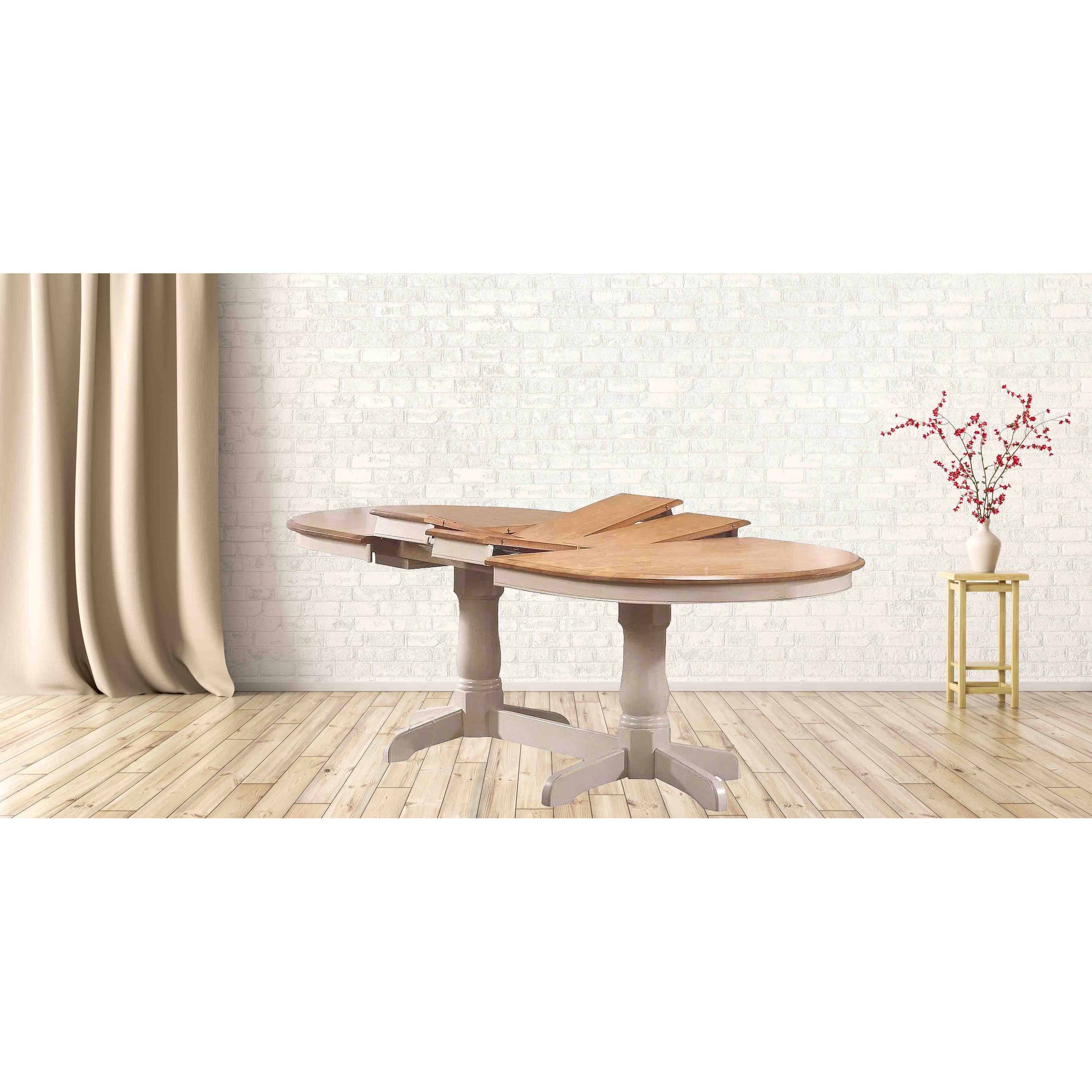 Oval double pedestal dining store table with leaves