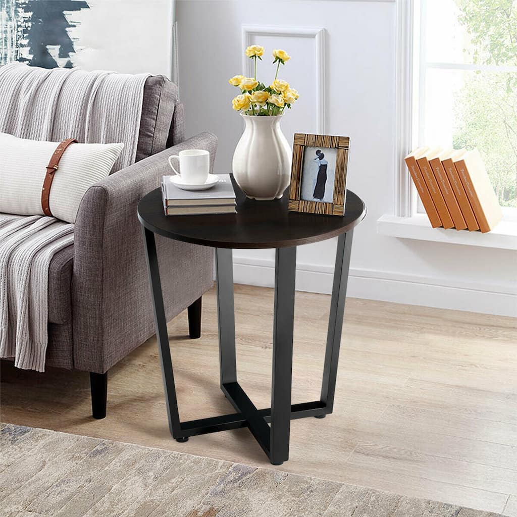 Modern 2-Tier End Table with Removable Shelf and Metal Frame - 19.5" x 19.5" x 22.5" (L x W x H)