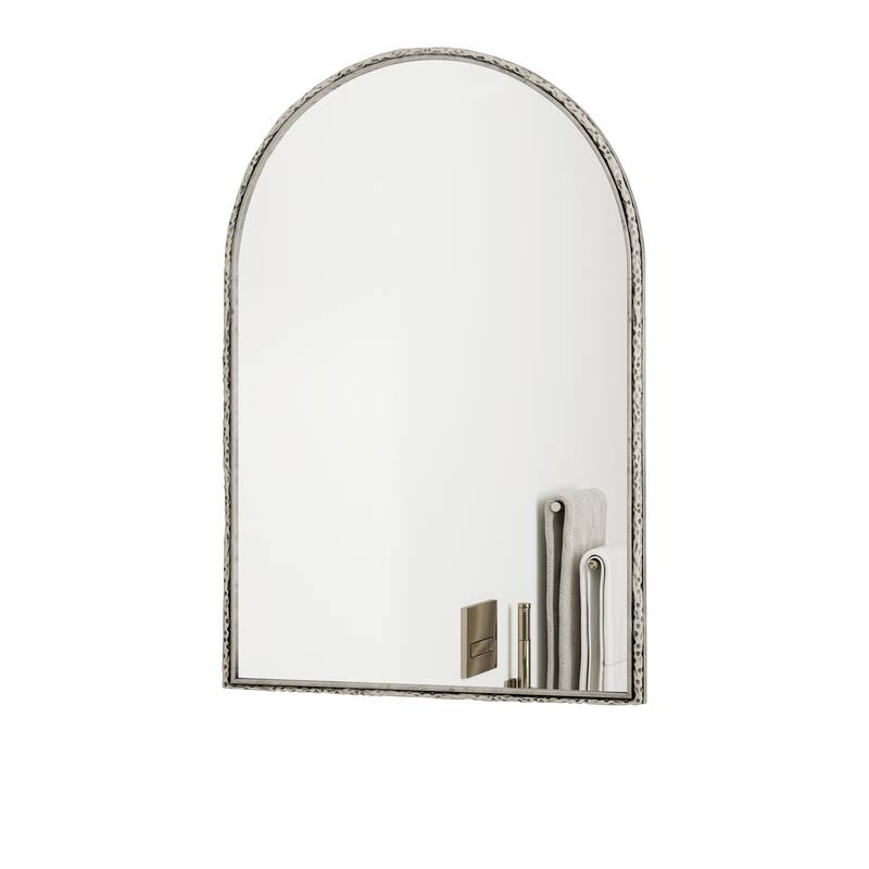 Silver Arched Wall Mirror - Bathroom Vanity & Home Decor