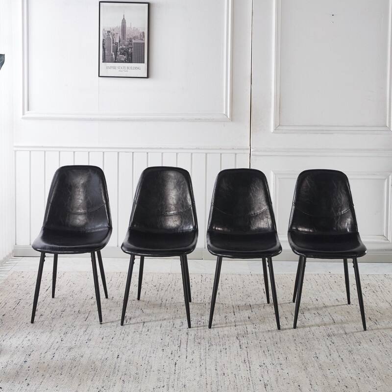 Modern Dining Chair with Durable Design, Easy-Clean Surface and Simple Assembly for Kitchen or Office - Black