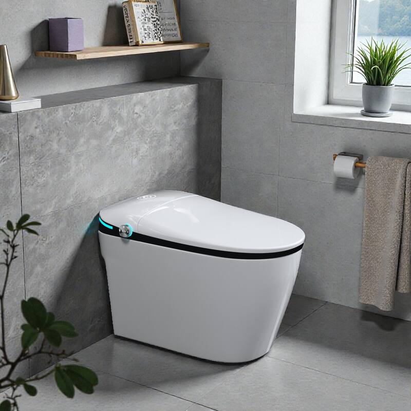 Luxury Smart Toilet with Built In Bidet. Auto Open Close Seat. Foot Sensor Flush. Heated Seat. Dryer