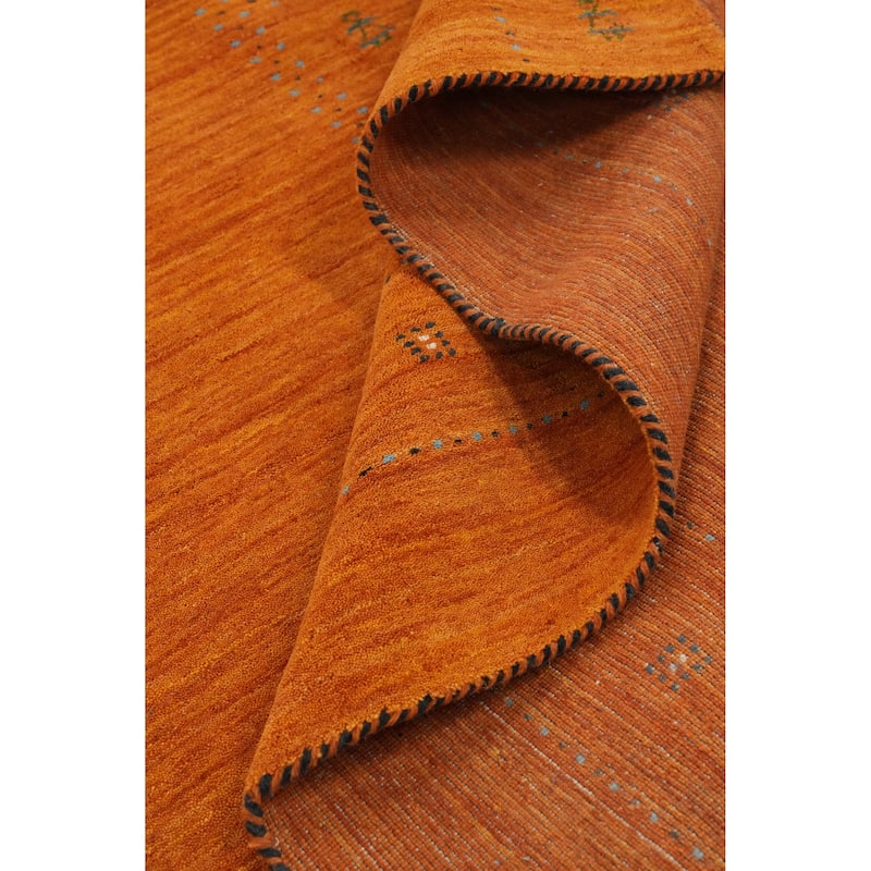 Hand Knotted Oriental 100% Wool Carpet Tribal Animal Pictorial Oranges & Rust Gabbeh Area Rug - 8' 0'' X 7' 11''