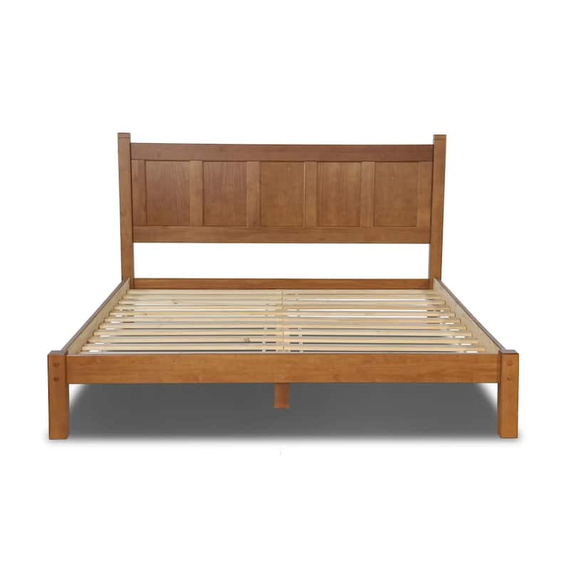 Grain Wood Furniture Shaker Solid Wood Panel Platform Bed - Walnut - King