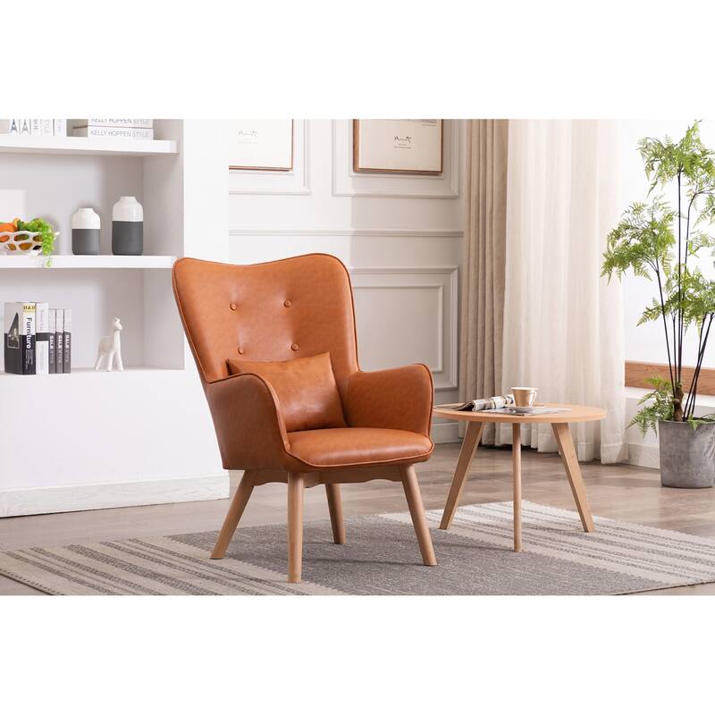 Porthos Home Paco Leisure Accent Chair, PU Leather, Wingback Design