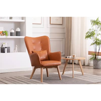 Porthos Home Paco Leisure Accent Chair, PU Leather, Wingback Design