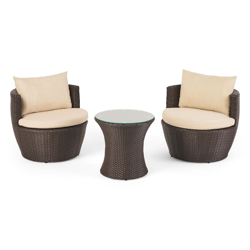 Kono 3-piece Wicker Chat Set by Christopher Knight Home