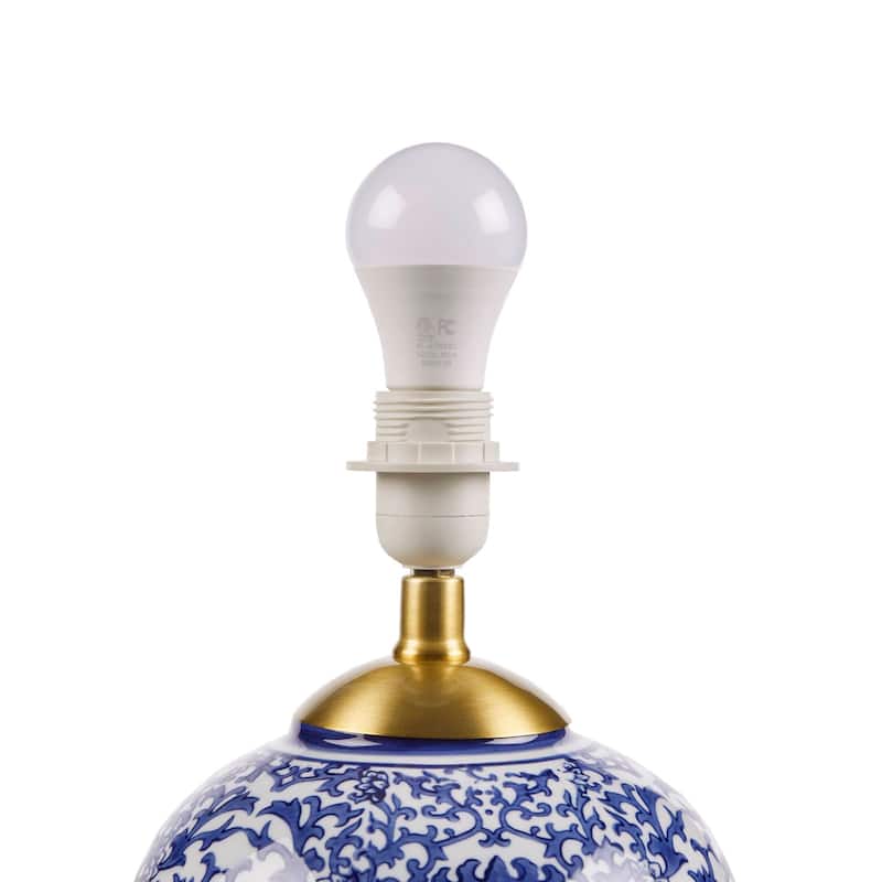 Blue Ceramic Ginger Jar Table Lamp