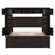 preview thumbnail 8 of 15, Queen Wooden Bed with Storage and Outlets - Elegant Espresso Design