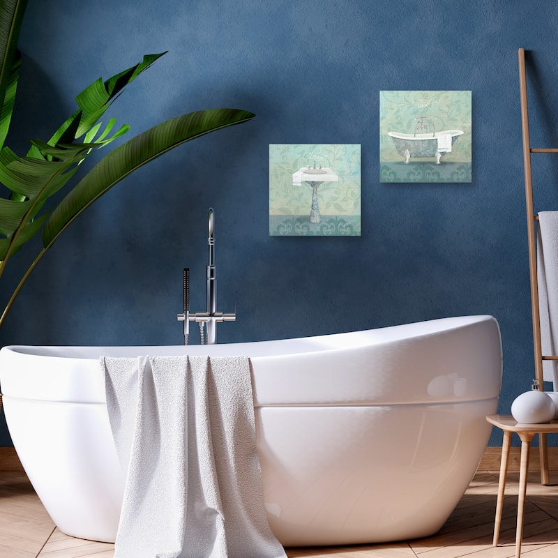 Damask Bath Sink, Damask Bath Tub by Avery Tillmon Canvas Art Prints