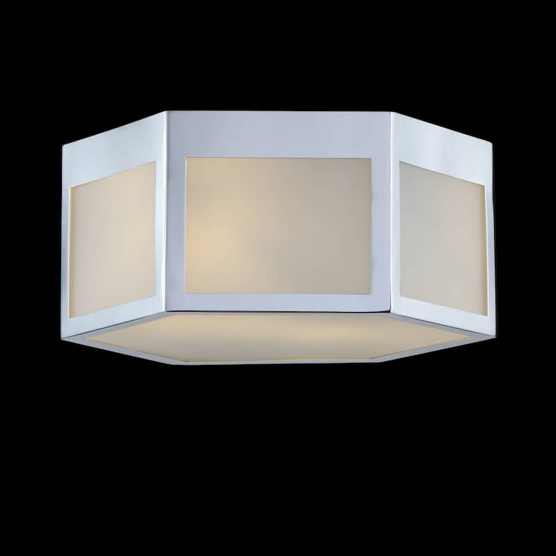 Cadence Hexagon Metal/Frosted Glass LED Flush Mount, Chrome by JONATHAN Y