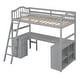 preview thumbnail 10 of 23, Twin Size Wooden Loft Bed with Desk, 2 Drawers, Cabinet, 4 Shelves, Full-Length Guardrail