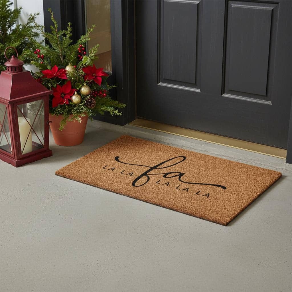 HomeRoots 17" X 29" Brown And Black Christmas Outdoor Coir Door Mat - 17.00' X '29.00