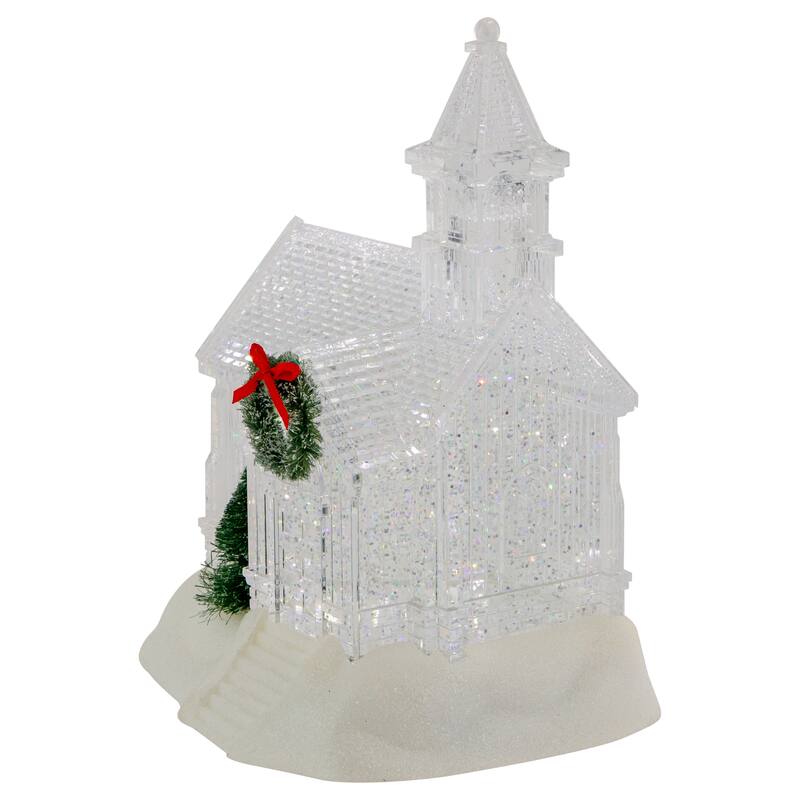 9" LED Lighted Icy Crystal Glitter Snow Globe Christmas House
