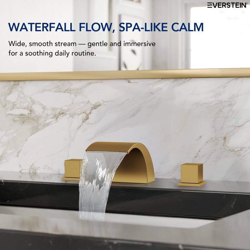 Widespread Bathroom Faucet 3 Hole, Double Handle Waterfall Bathroom Sink Faucet with Drain Assembly