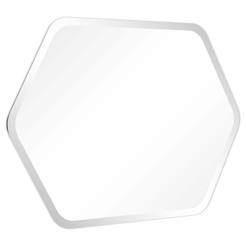 Frameless Beveled Hexagonal Black Matte Finished Wall Mirror - 24" x 32" x 0.6"