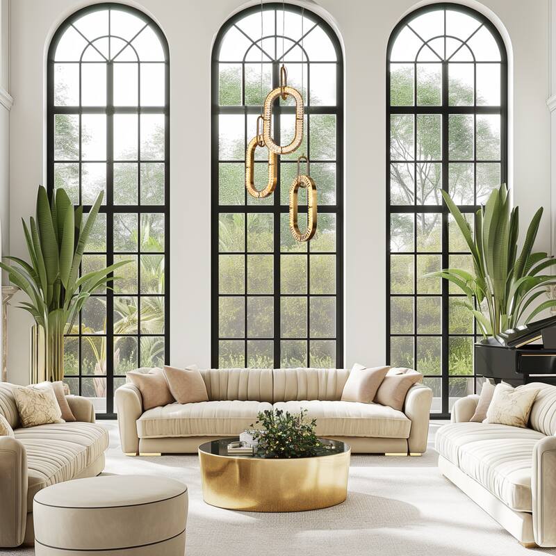Modern Gold LED 3-Light Crystal Chandelier Cluster Pendant Lights for Kitchen Island