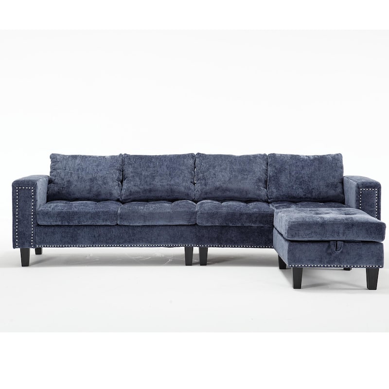 5-Seat Modular Sofa with Storage Ottoman and Reversible Chaise
