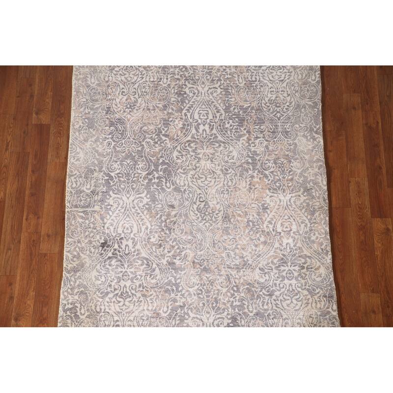 Striped Abstract Accent Rug Hand-Knotted Oriental Wool Carpet - 3'10"x 5'10"