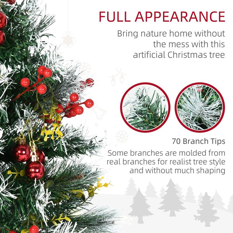 HOMCOM 2 Foot Outdoor Pre-Lit Artificial Christmas Tree Cordless - 2.45 ft