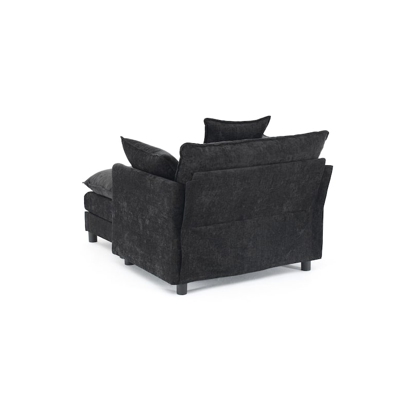 Chenille Upholstered Accent Chair & Ottoman Sets, Sofa Chair Reading Chair for Living Room Bedroom