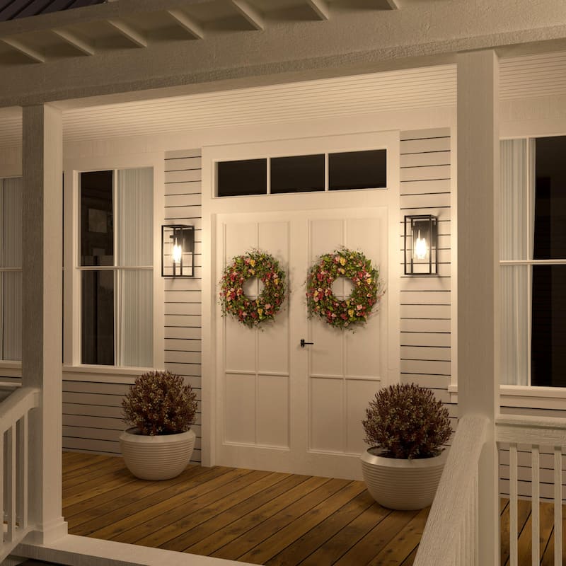 Acroma 1-Light Steel & Glass Dimmable Outdoor Wall Sconce with UL certified