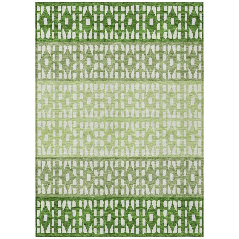 Machine Washable Indoor/ Outdoor Stripe Geo Chantille Rug