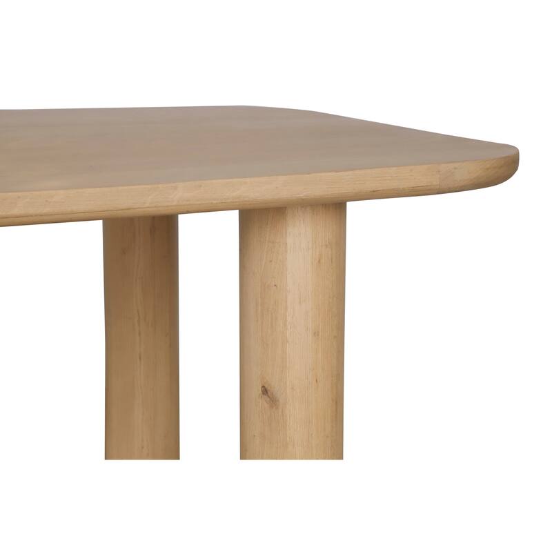 NADAAL STUDIOS Dareth Dining Table for 8, Rectangular Oak Wood Top, Four Post Legs, Natural Finish