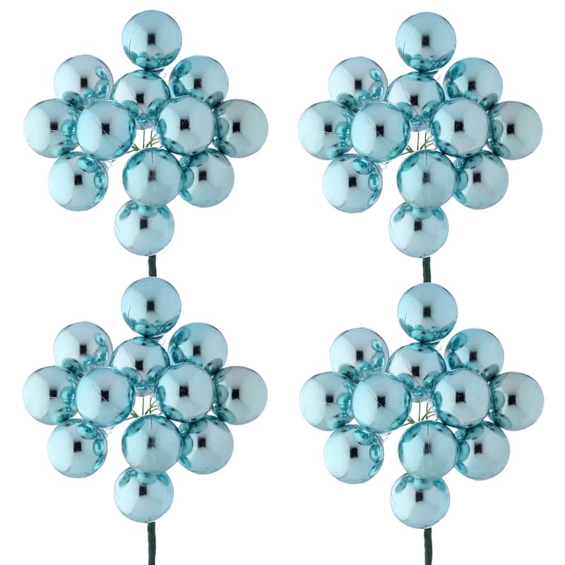30mm Shatterproof Plastic 12 Bunch Shiney Stemball Set of 4
