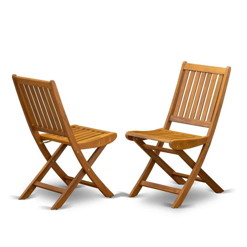 7-Piece Outdoor Table Set - Patio Dining Set with 6 Folding Chairs & Round Table - Natural Wood Finish - 72