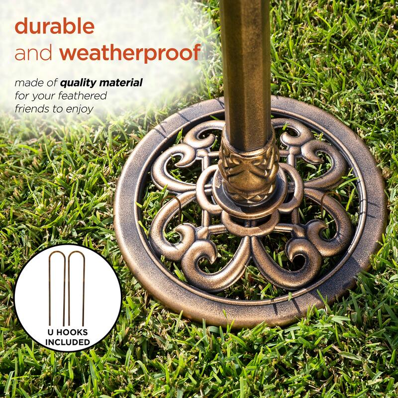 Alpine Corporation 34" Tall Pedestal Birdbath Fountain with Bird and Flower