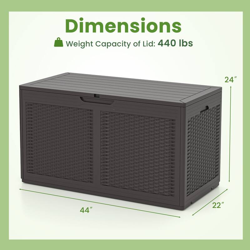 Gymax 100 Gallon Resin Deck Box w/ Lockable Lid Wheels for Pool